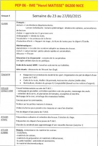 GROUPE 2 - du 23 au 27 MARS