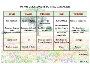 Menus du 18 au 22-05