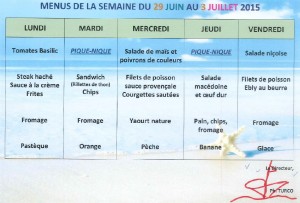 MENUS du 29 au 3