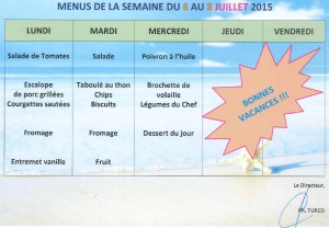 Menus du 6 au 8-07