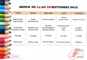 Menus du 14 au 18-09