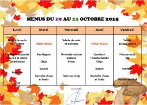 MENUS du 19 au 26-10