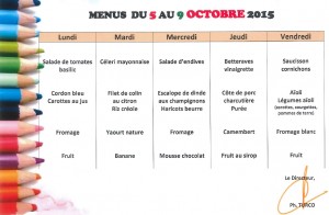 MENUS du 5 au 9-10