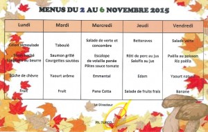 Menus du 2 au 6 Nov