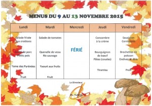 MENUS 9-13 NOV