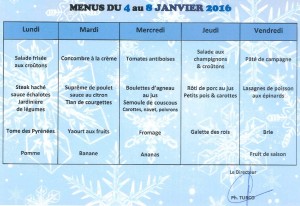 Menus du 4 au 8-01