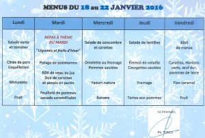 Menu du 18 au 22janv