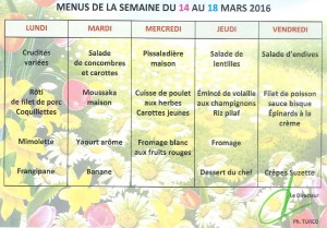 Menus 14-18 mars