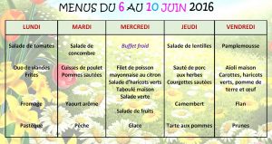 Menu du 6 au 10-06