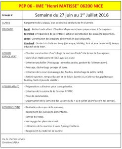 G2- du 27 juin au 01 juillet